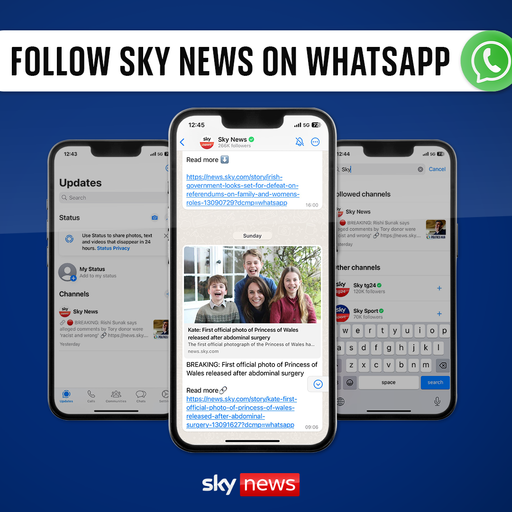 Sledujte Sky News na WhatsApp