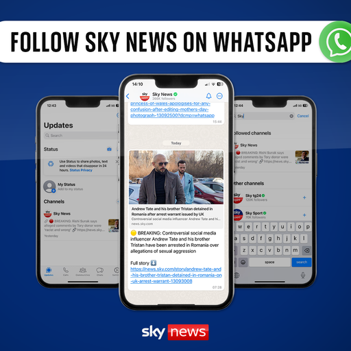 Sledujte Sky News na WhatsApp