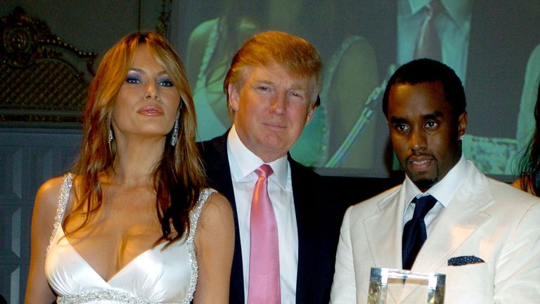 Sean 'P. Diddy' Combs (R) accepts an award from the Rush Philanthropic Foundation for his efforts to support public education and dedication to youth and social activism,  from Donald Trump and his wife Melania (L) at Trump's Trumps Mar-A-Lago Club in Palm Beach, Florida on March 11, 2005.
Pic: Reuters