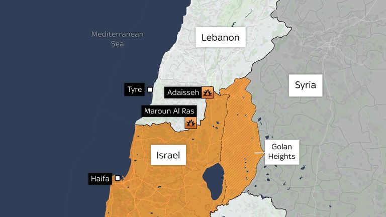 Mapa střetů v Libanonu – s doplněním Tire v Libanonu