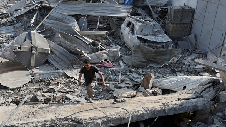 Site of Israeli airstrike in Gaza. Pic: Reuters