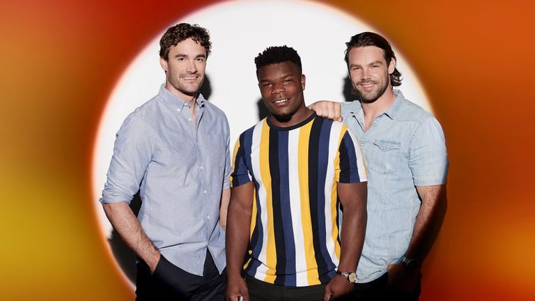 Thom Evans, Levi Davis a Ben Foden jako Try Star na Celebrity X Factor v roce 2019