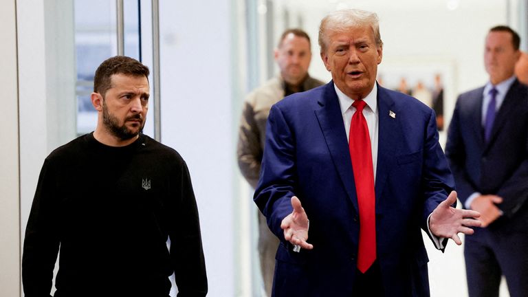 Donald Trump and Volodymyr Zelenskyy when they met in September.
Pic: Reuters