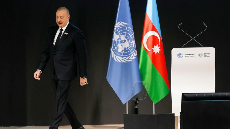 Prezident Ázerbájdžánu Ilham Alijev pořádá COP29 v Baku v Ázerbájdžánu. Snímek: Reuters