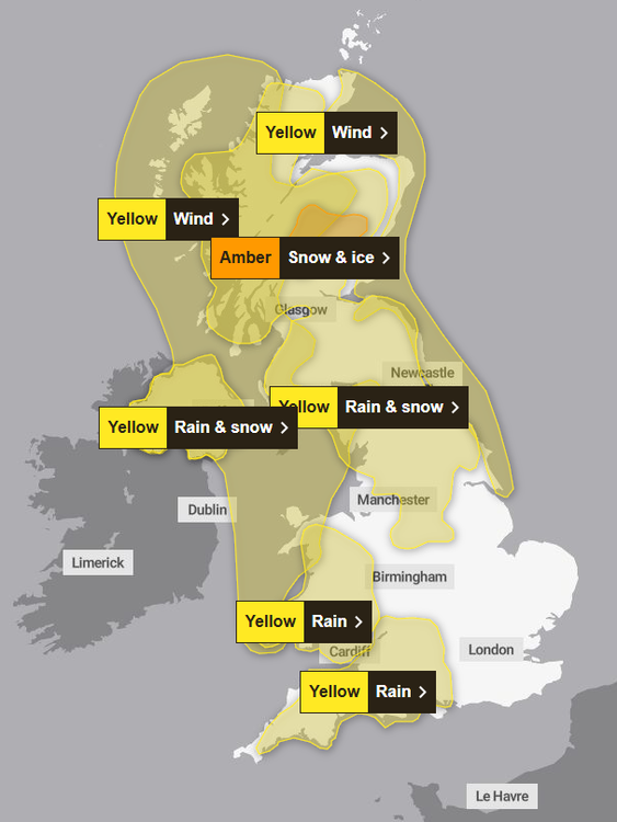 Upozornění na počasí Met Office