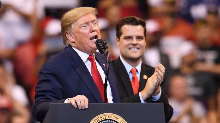 Donald Trump a Matt Gaetz na shromáždění