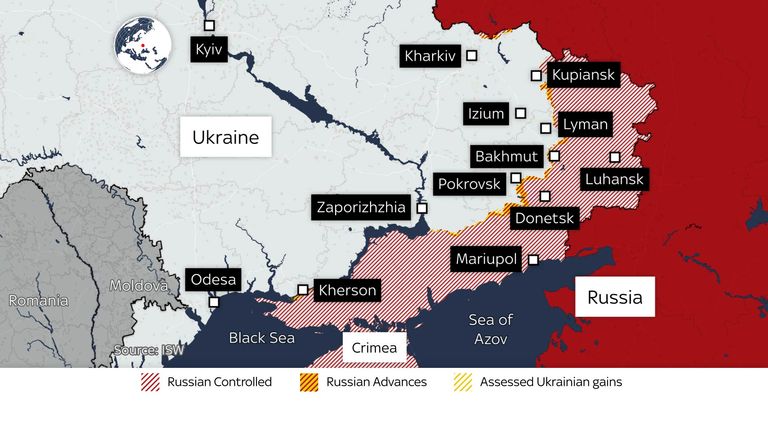 Úplná mapa Ukrajiny 22. listopadu