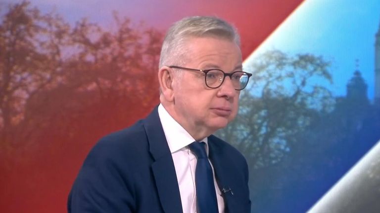 Michael Gove na Sophie Ridge v neděli v lednu 2023.