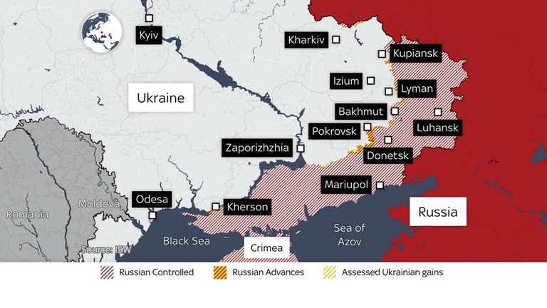 Zde jsou nejnovější aktualizace z ukrajinsko-ruské fronty v mapách, včetně ruských zisků v Doněcké oblasti (viz příspěvky 6:54 a 10:40).