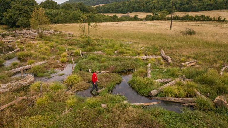 Nová vodní krajina na Holnicote Estate v Somersetu. Obr: James Beck/National Trust/PA