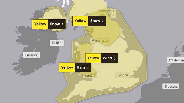 Žluté varování Met Office před větrem 1. ledna