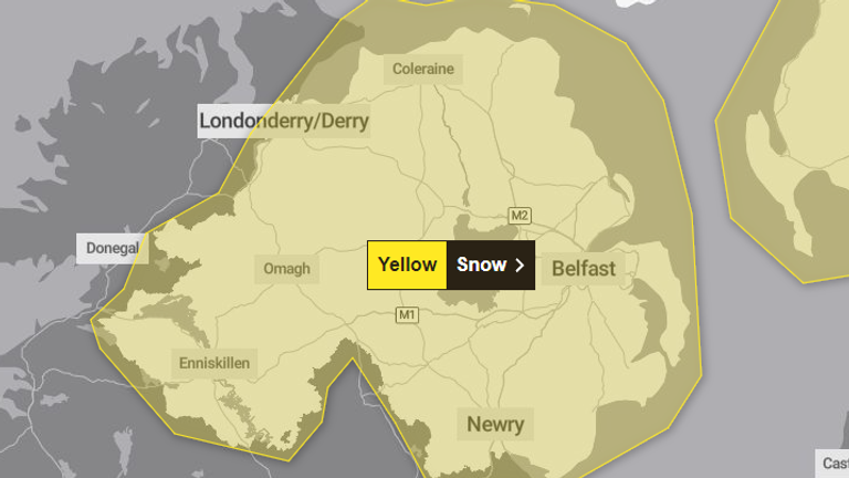 Žluté varování Met Office před sněhem 1. ledna.