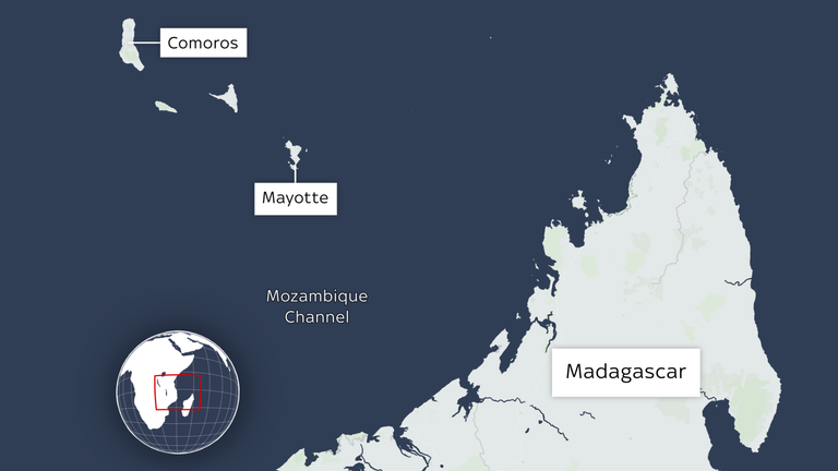 Mapa Mayotte a Komor