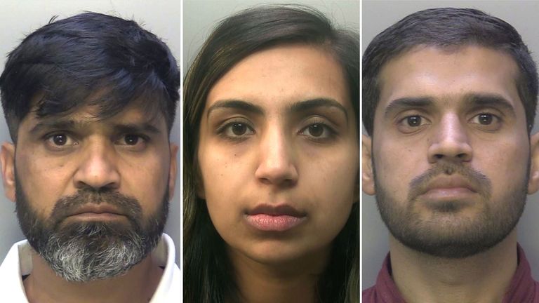 Urfan Sharif, Beinash Batool a Faisal Malik.  Obrázek: Surrey Police 