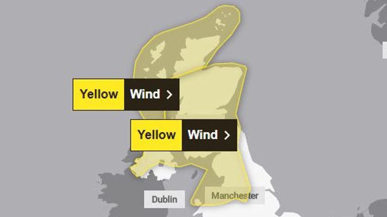 Žlutá varování Met Office před větrem v sobotu