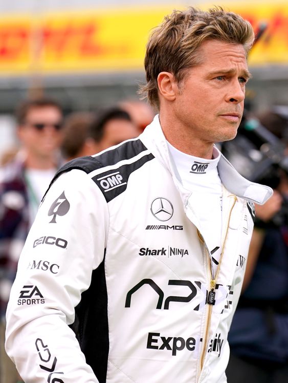 Brad Pitt filming for a formula one movie during the British Grand Prix 2023 at Silverstone, Towcester. Picture date: Sunday July 9, 2023.