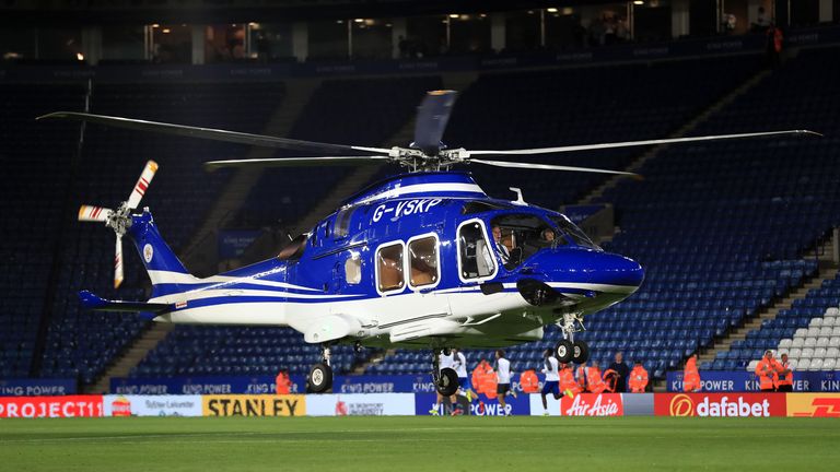 Souborová fotografie ze dne 23.09.2017 helikoptéry vlastníka Leicester City Vichai Srivaddhanaprabha. Mike Egerton/PA Wire