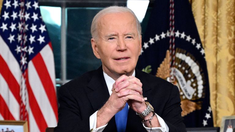 Joe Biden pronáší svůj projev na rozloučenou jako americký prezident Pic: AP