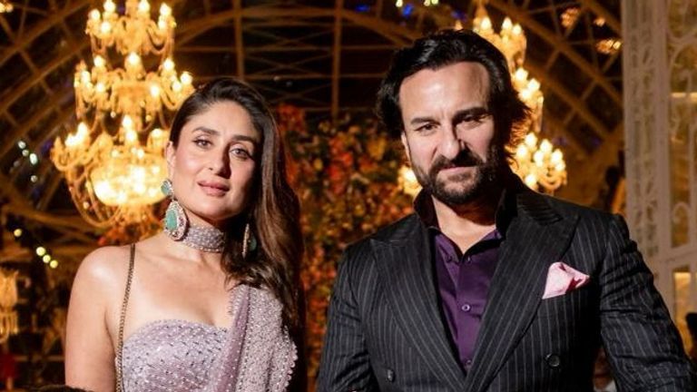 Saif Ali Khan a Kareena Kapoor Khan na svatbě Ananta Ambaniho v březnu 2024. Obrázek: Reuters