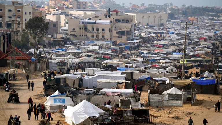 Uprchlický tábor v jižním Gaze pro vysídlené Palestince. Pic: Ap