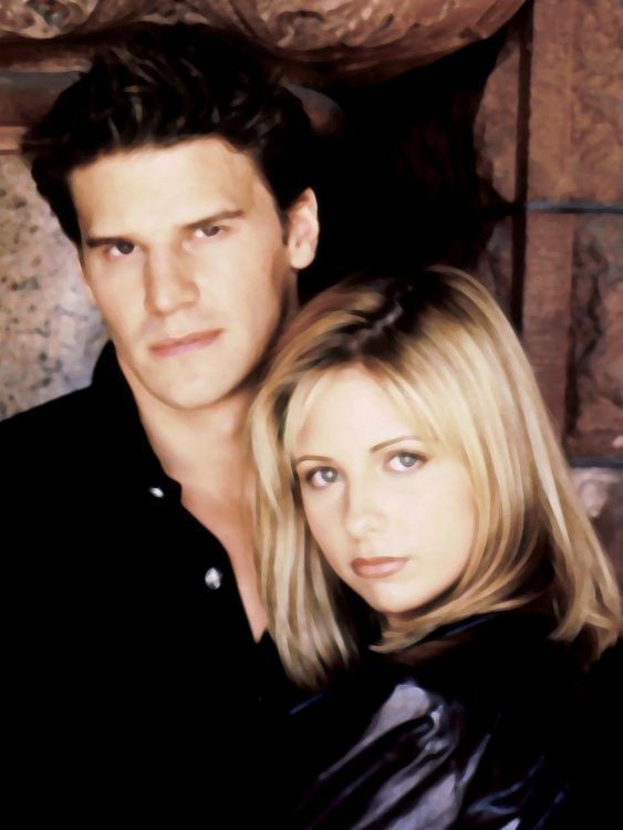 'Buffy the Vampire Slayer' - David Boreanaz a Sarah Michelle Gellar 31. ledna 2003 Credit 20. století Fox Film Corp od Rex: Set 402833 Image 402833G fotograf 20thc.fox/everett/shutterstock