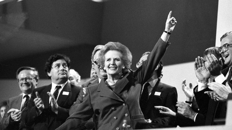 Margaret Thatcherová na konferenci konzervativní strany v Blackpoolu v roce 1985. Obrázek: Reuters