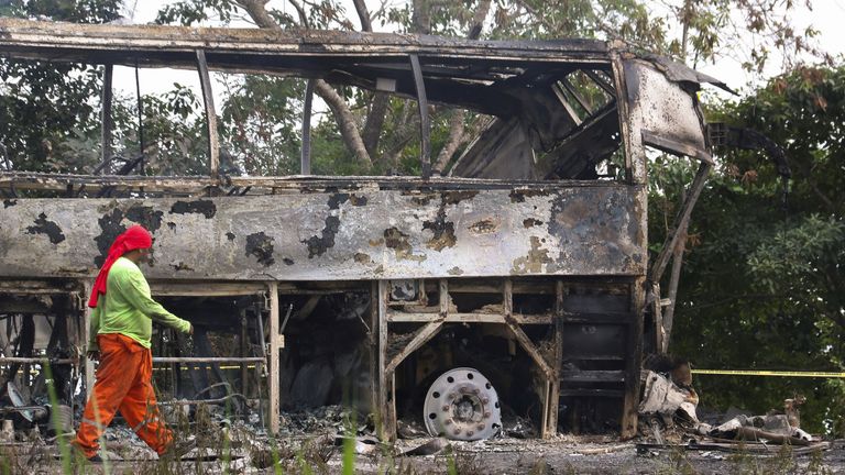 Havárie autobusu v Mexiku. Pic: Reuters