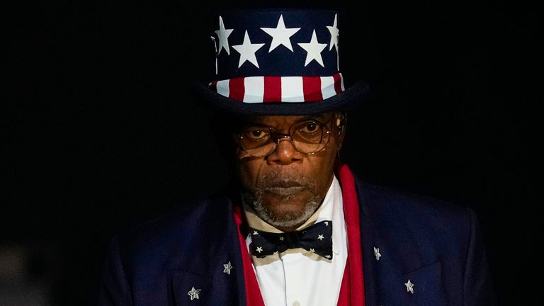 Samuel L Jackson se zúčastnil poločasové show. Pic: Ap