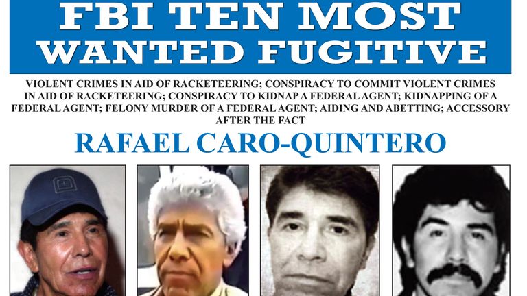 FBI chtěla zveřejnit pro Rafael Caro Quintero.  PIC: AP/FBI