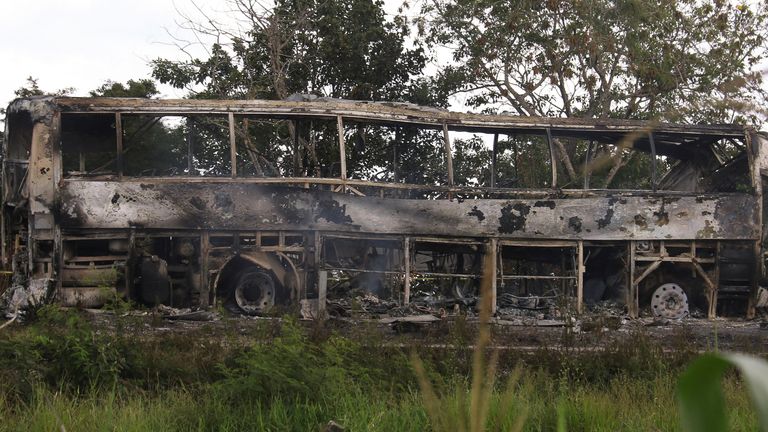 Havárie autobusu v Mexiku. Pic: Reuters