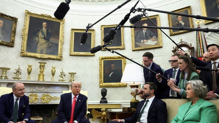 Donald Trump s irským Taoiseach Micheal Martin. Pic: Reuters