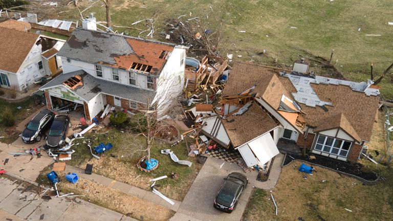 Zničené domy ve Florissantu, Missouri. Pic: Reuters