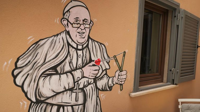 Jedna z uměleckých děl pana Pallotty papeže Františka