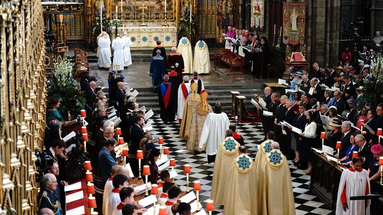 Obecný pohled na službu díkůvzdání ve Westminsterském opatství v Londýně na 80. výročí Den VE. Datum obrázku: Čtvrtek 8. května 2025. Viz PA Story Memorial Veday. Foto kredit by si měl přečíst: Aaron Chown/PA Wire