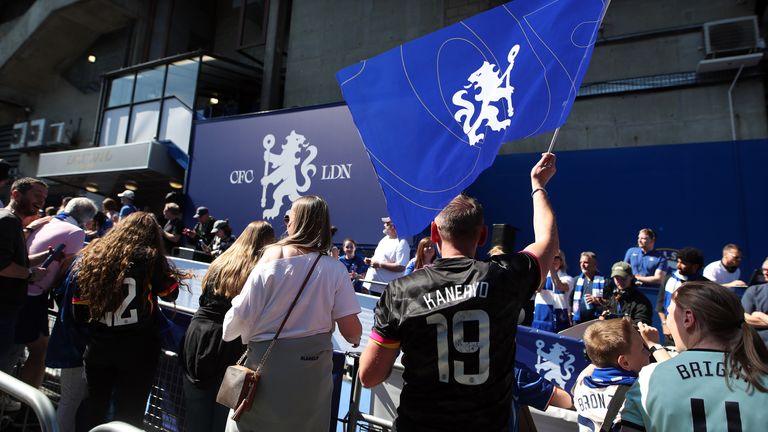 Obecný pohled na fanoušky Chelsea před zápasem Super League v Barclays na Stamford Bridge v Londýně. Datum obrázku: Sobota 10. května 2025.