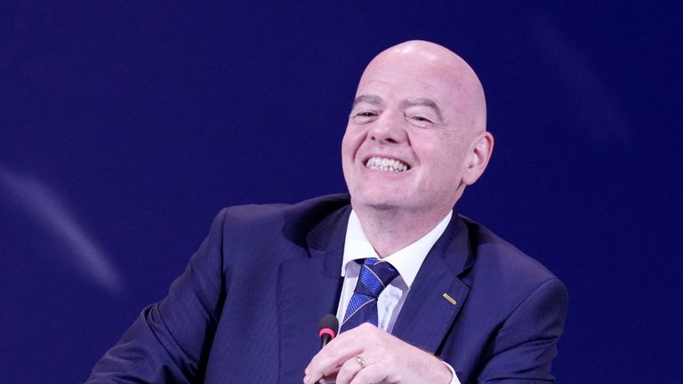 Pan Infantino na konci 75. kongresu FIFA. Pic: Ap