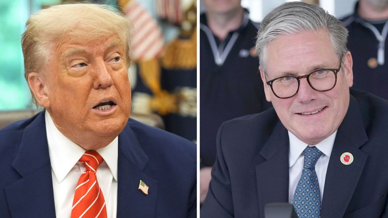 Donald Trump a Keir Starmer mluví po telefonu.  Pic: Ap