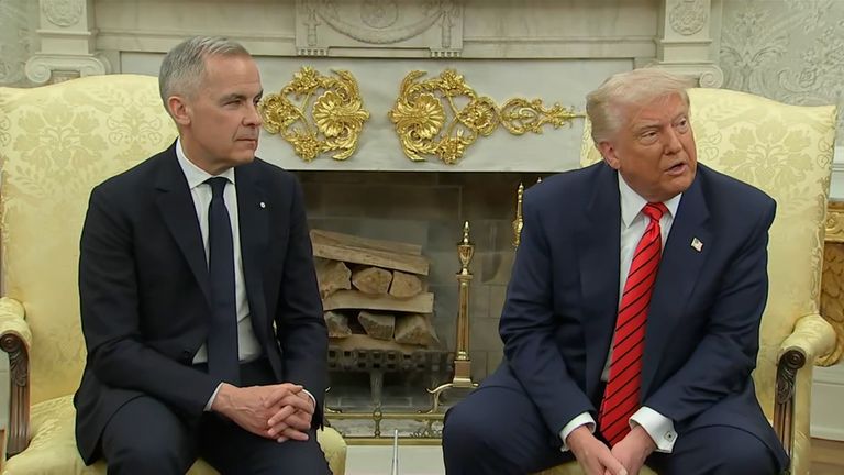 Kanadský premiér Mark Carney řekl prezidentovi Trumpovi "Kanada není na prodej" Poté, co to Trump označil za "Příležitost nemovitostí" a navrhl, že hranice je "uměle nakreslená čára".