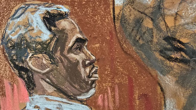 Sean 'Diddy Combs' zobrazoval ve středu v soudním skici. Pic: Reuters