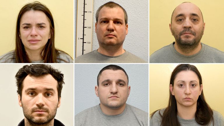 (Ve směru hodinových ručiček) Vanya Gaberova, Orlin Roussev, Bizer Dzhambazov, Katrin Ivanova, Ivan Stoyanov a Tihomir Ivanchev.  Pic: Met Police