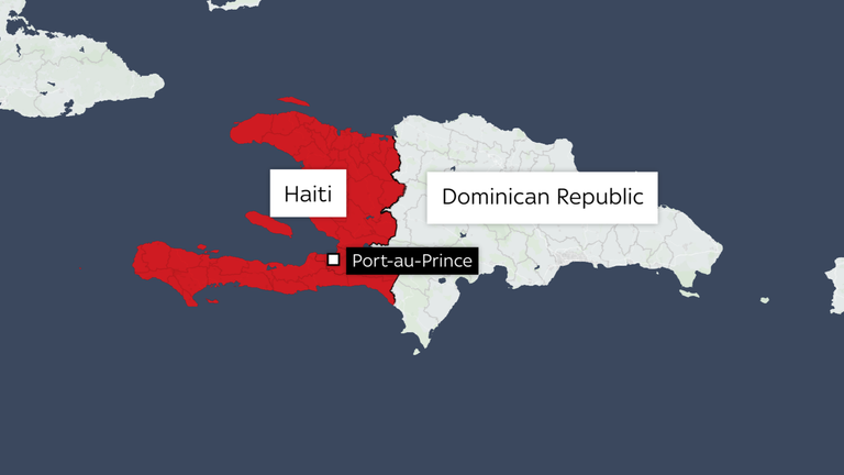 Haiti - ovládaná gang - mapa