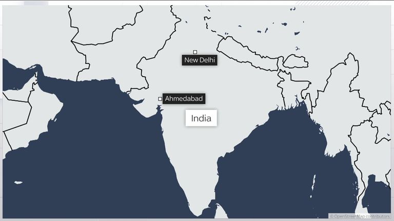 Mapa nehodového podokna Air India 