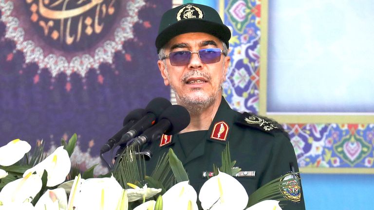 Náčelník generálního štábu íránského ozbrojeného sil Gen. Mohammad Hossein Bagheri.  Pic: Ap