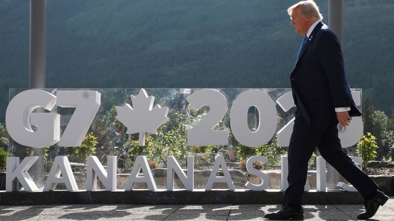 Donald Trump na summitu G7 v Kananaskis, Alberta, Kanada. Pic: Reuters