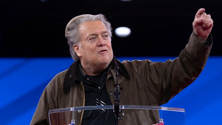 Steve Bannon hovoří na konzervativní konferenci v Marylandu začátkem tohoto měsíce. Pic: Ap
