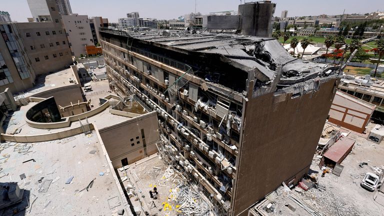 A general view of Soroka  hospital following a missile strike from Iran on Israel.
Pic: Reuters