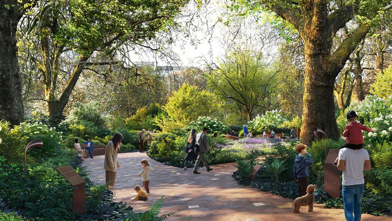 Dojem nových zahrad plánovaných pro park sv. Jakuba. Pic: PA/Cabinet Office