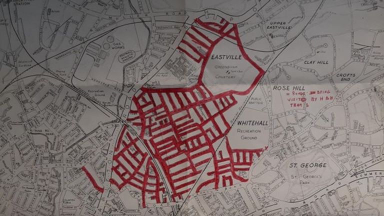 Mapa zobrazující originální pokrytí domu do domu. Pic: Avon a Somerset Constabulary