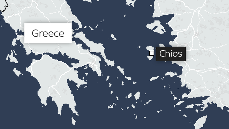 Mapa ukazující umístění Chios, Řecko