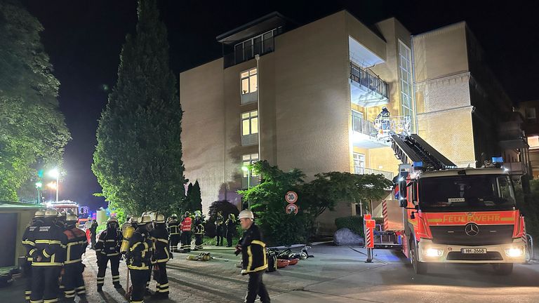 Oheň v nemocnici Marienkrankenhaus. Pic: Ap
